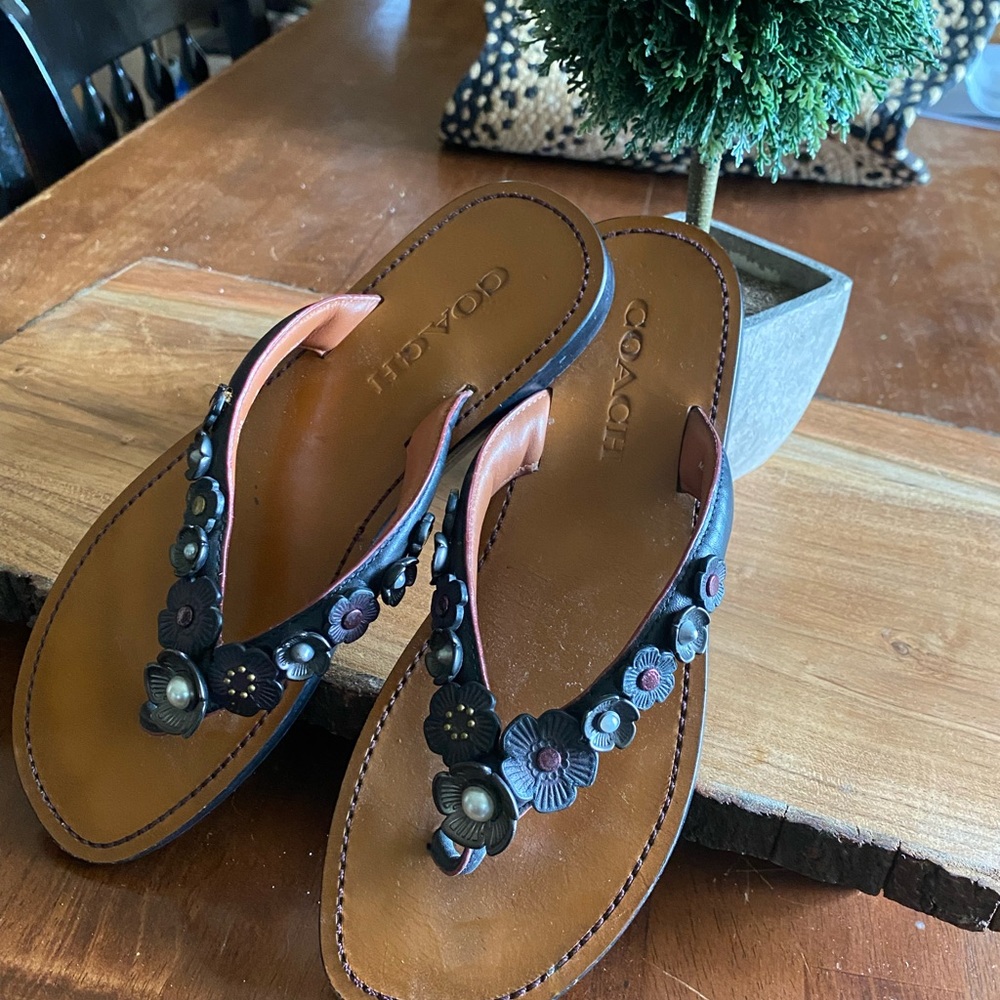 Coach Tea Rose Sandals 7M